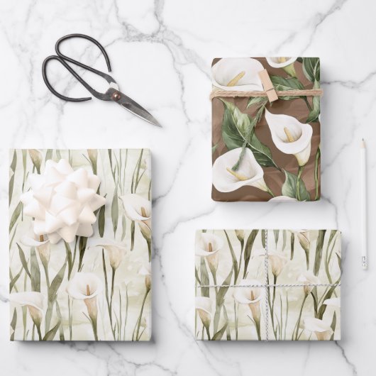 クリームホワイトカラリリーフローラブライダルシャワー ラッピングペーパーシート (正面)