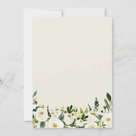 クリームホワイトグリーン花束フローラベビーシャワー 招待状 (裏面)