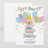 クリームホワイトコックポカバポウドッグバースデーパーティー 招待状 (正面/裏面)