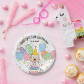 クリームホワイトコックポカバポウドッグ誕生日 ペーパープレート (パーティー)