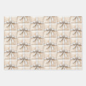 クリームホワイトシルバーグリジーグラムボウ ラッピングペーパーシート (正面3)