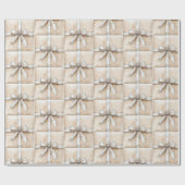 クリームホワイトシルバーグリジージーグラムボウクリスマス ラッピングペーパー (フラット)