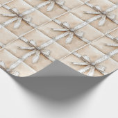 クリームホワイトシルバーグリジージーグラムボウクリスマス ラッピングペーパー (角)