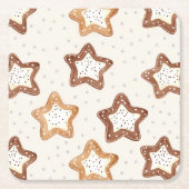 クリームホワイトスタークリスマス スクエアペーパーコースター (正面)