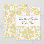 クリームホワイトダマスクウェディングトリートテーブルカード ポストカード (正面/裏面)