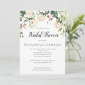 クリームホワイトピンクウォーターカラーフローラブライダルシャワー 招待状 (スタンド正面)