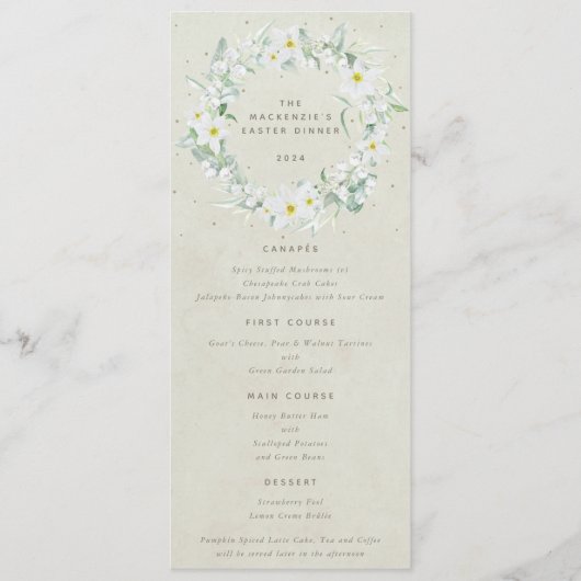 クリームホワイトフローライースターリースフラット4コース メニュー (正面)