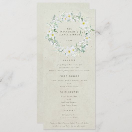 クリームホワイトフローライースターリースフラット4コース メニュー (正面/裏面)