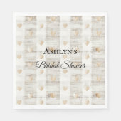 クリームホワイトベージュボホハートブライダルシャワー スタンダードランチョンナプキン (正面)