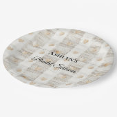 クリームホワイトベージュボホハートブライダルシャワー ペーパープレート (アングル)