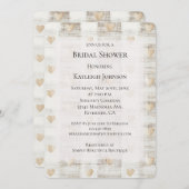 クリームホワイトベージュボホハートブライダルシャワー 招待状 (正面/裏面)