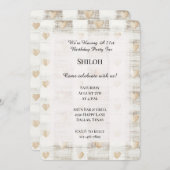 クリームホワイトベージュボホハート誕生日 招待状 (正面/裏面)