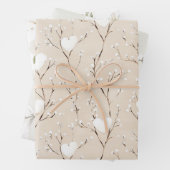 クリームホワイトボウズハートボホフローラ誕生日 ラッピングペーパーシート (インサイチュ)