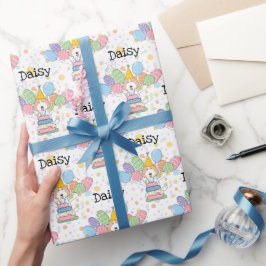 クリームホワイトラブラドールドッグ誕生日 ラッピングペーパー