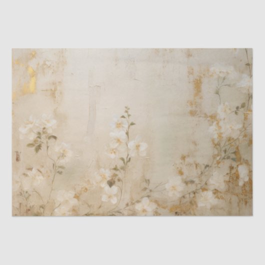 クリームホワイトロマンチック結婚フローラ 薄葉紙 (正面)