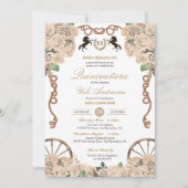 クリームホワイトローズウエスタンシャーロクインズ 招待状 (正面)