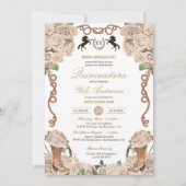 クリームホワイトローズウエスタンチャロキンセアニラ 招待状 (正面)