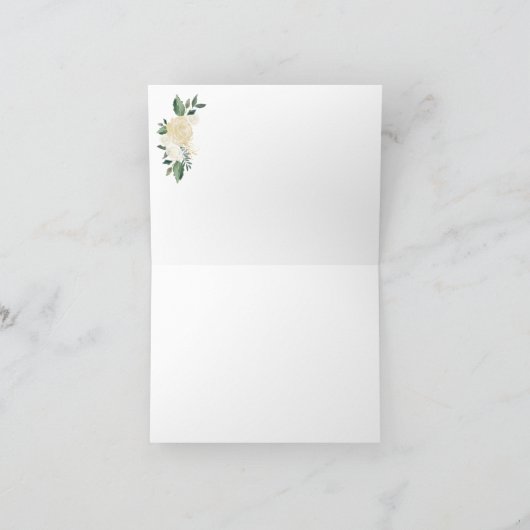 クリームホワイトローズグリッターグリーンサンキューカード サンキューカード (内部)