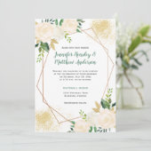 クリームホワイトローズジオメトリック金ゴールドグリッター 招待状 (スタンド正面)