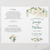 クリームホワイトローゼス金ゴールドグリッター結婚式 プログラム (正面)