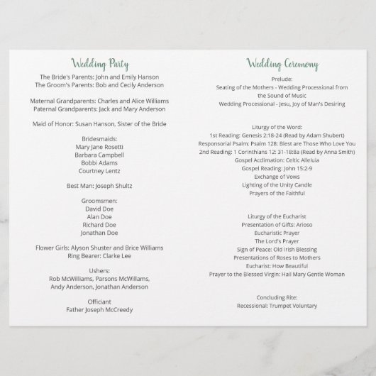 クリームホワイトローゼス金ゴールドグリッター結婚式 プログラム (裏面)