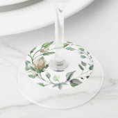 クリームホワイトヴィンテージ水彩フローラリース ワイングラスタグ (クローズアップ)