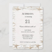 クリームホワイト海ヒトデビーチ誕生日 招待状 (正面)