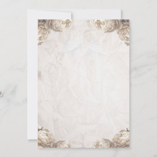クリームホワイト牡丹メイソンジャー素朴ブライダルシャワー 招待状 (裏面)