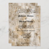 クリームホワイト結婚抽象芸術 招待状 (正面/裏面)