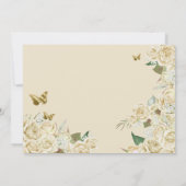 クリームホワイト金ゴールドバラフローラバタフライキンセアニェラ 招待状 (裏面)