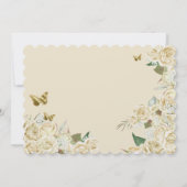 クリームホワイト金ゴールドバラフローラバタフライキンセアニェラ 招待状 (裏面)