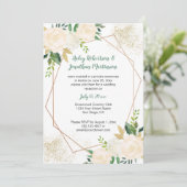 クリームホワイト金ゴールドバラ幾何学的披露宴のみ | 招待状 (スタンド正面)