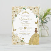 クリームホワイト金ゴールドフローラバタフライバラキンセアニェラ 招待状 (スタンド正面)