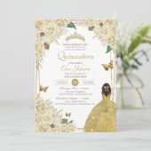クリームホワイト金ゴールドフローラバタフライバラキンセアニェラ 招待状 (スタンド正面)