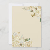 クリームホワイト金ゴールドフローラバタフライバラキンセアニェラ 招待状 (裏面)