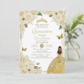 クリームホワイト金ゴールドフローラバタフライバラキンセアニェラ 招待状 (スタンド正面)
