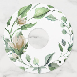 クリームホワイト ヴィンテージ 水彩 フラワー リース ワイングラスタグ