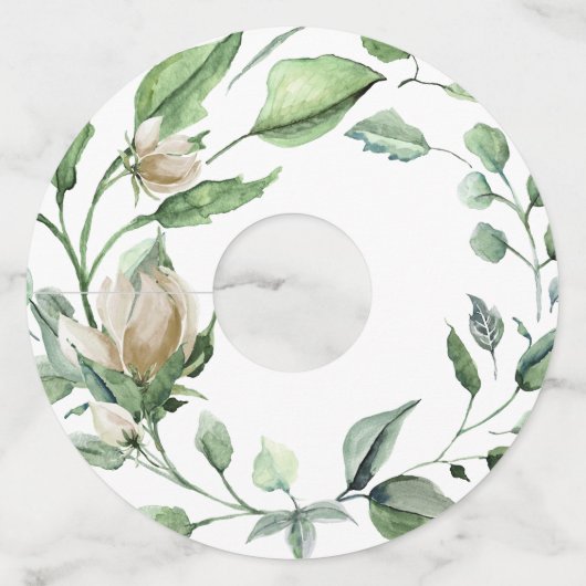 クリームホワイト ヴィンテージ 水彩 フラワー リース ワイングラスタグ (裏面)