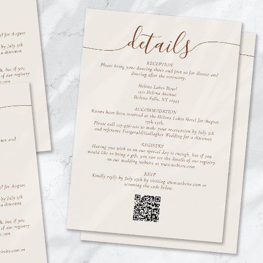 クリームボヘミアンシンプルスクリプ結婚ト詳細 エンクロージャーカード