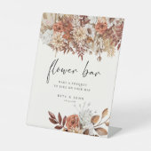 クリームボホスクリプトフラワー結婚バーのサイン 台座サイン (正面)