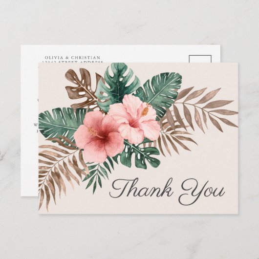 クリームボホトロピカルウォーター色ありがとうはがき 案内ポストカード (正面/裏面)