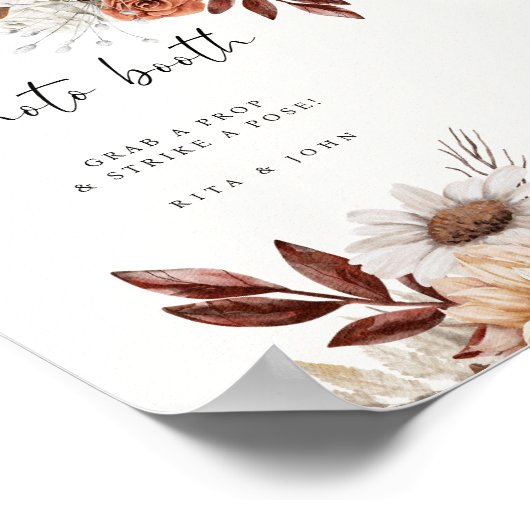 クリームボホフォトブース結婚のサイン ポスター (角)