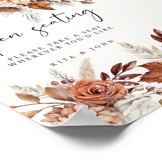 クリームボホフローラオープン結婚シーツのサイン ポスター (角)