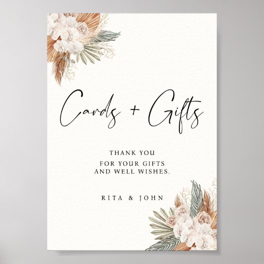 クリームボホフローラカードと結婚ギフトのサイン ポスター (正面)