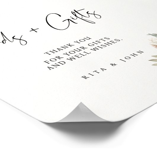 クリームボホフローラカードと結婚ギフトのサイン ポスター (角)