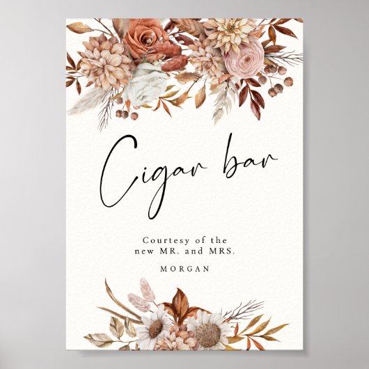 クリームボホフローラビーフシガーバー結婚ズサイン ポスター (正面)