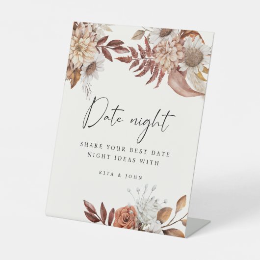 クリームボホフローラ日付ジャーアイディアズ結婚サイン 台座サイン (正面)