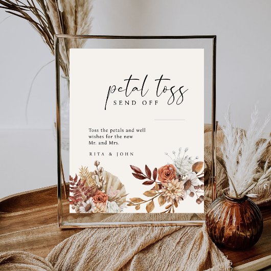 クリームボホフローラ結婚の花びらトスオフ看板 台座サイン