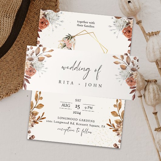 クリームボホブラックアンドホワイト結婚ズ 招待状ベリーバンド