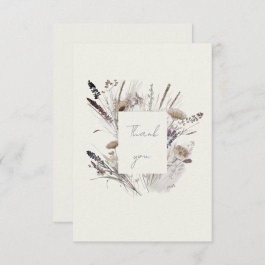 クリームボホワイルドフラワーベビーシャワーありがとう サンキューカード (正面/裏面)